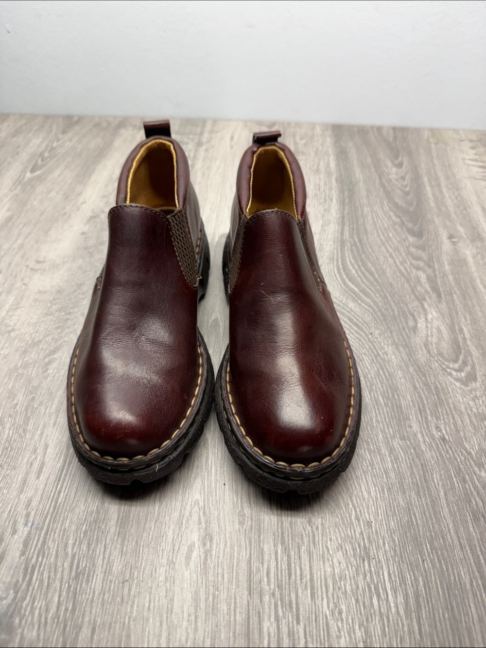 Born Men's Burgundy Leather Slip-On Loafers